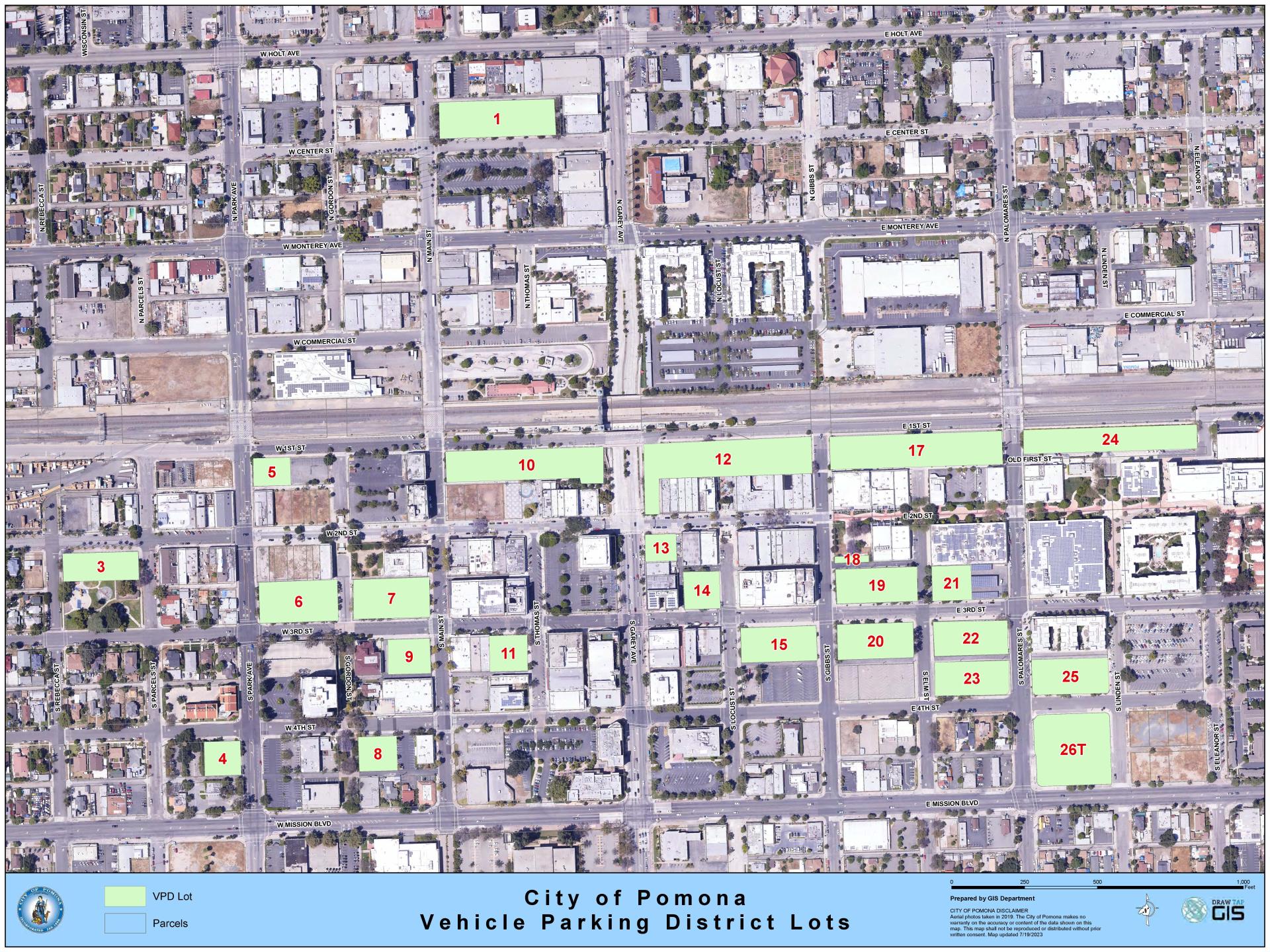 VPD Map - Parking Lot Locations