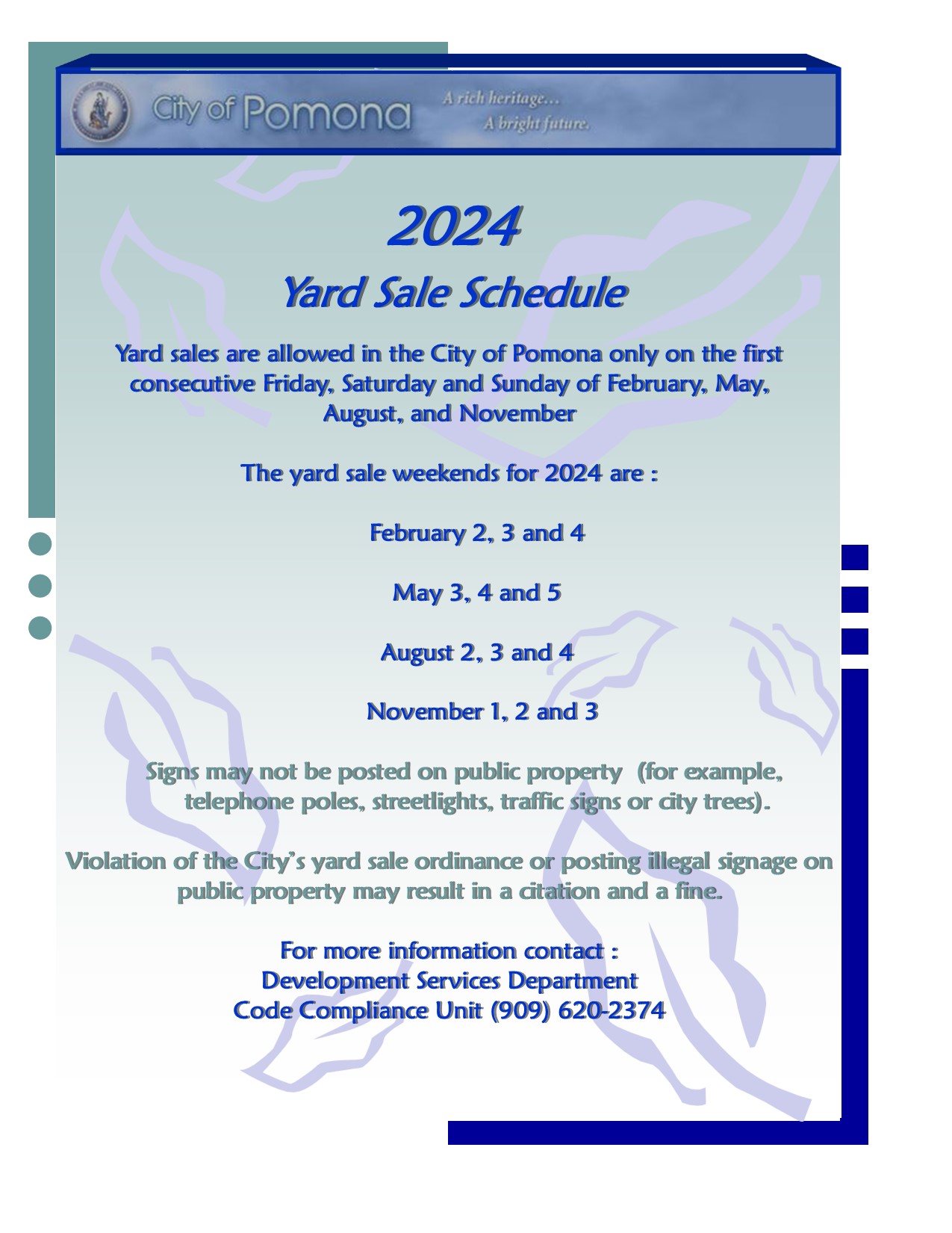 Yard Sale Schedule 2024