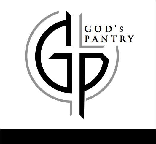 god's pantry logo, g and p initials in black