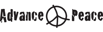 Advance Peace logo, with a peace sign in between the two words