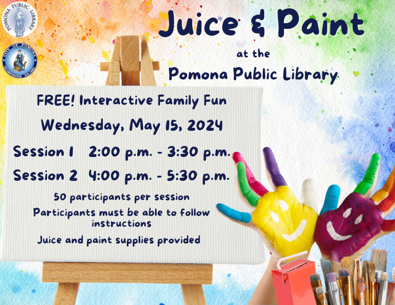 Juice and Paint at the Pomona Public Library Wednesday, May 15, 2024